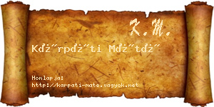 Kárpáti Máté névjegykártya